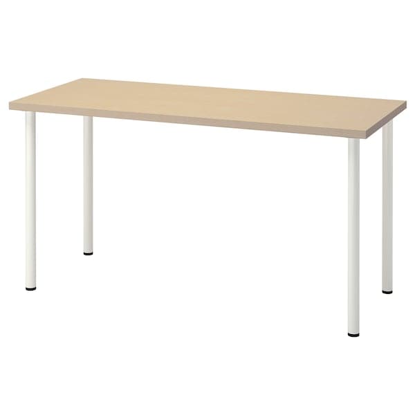 MÅLSKYTT / ADILS - Desk, birch/white, 140x60 cm - best price from Maltashopper.com 29417748