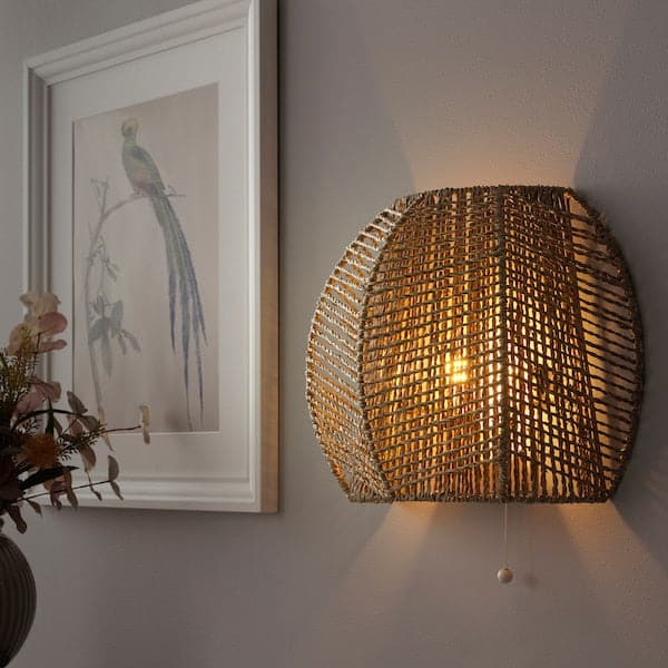 Ikea MÅNALG - Wall lamp, wired-in installation, sedge/handmade