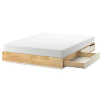 MANDAL bed frame with storage, birch/white, 140x200 cm