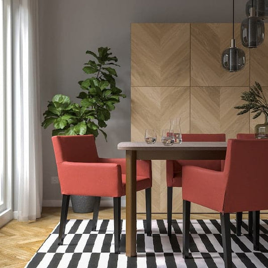 Ikea MÅRENÄS - Chair with armrests, black/Gunnared red ,