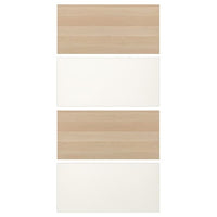 MEHAMN 4 panels for sliding door frame, white stained oak effect/white, 100x201 cm