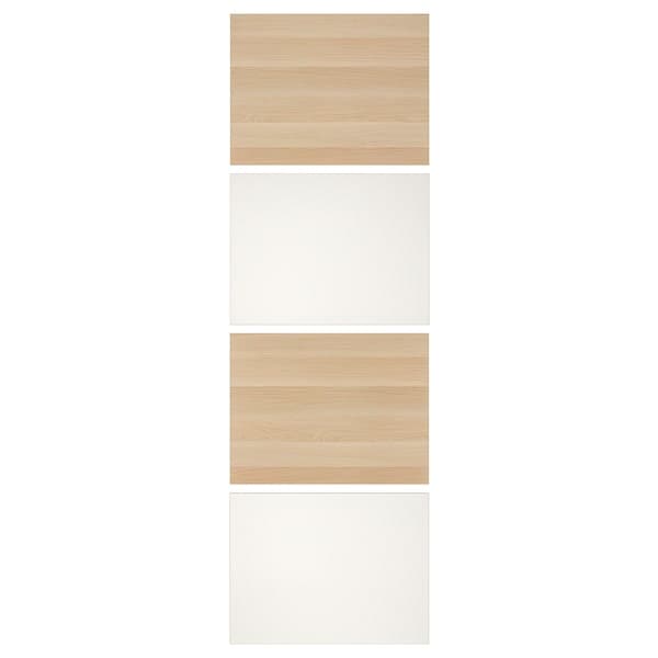 MEHAMN 4 panels for sliding door frame, white stained oak effect/white, 75x236 cm