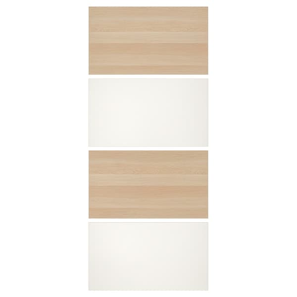 MEHAMN 4 panels for sliding door frame, white stained oak effect/white, 100x236 cm