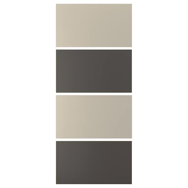 MEHAMN 4 panels for sliding door frame, dark grey/grey-beige, 100x236 cm