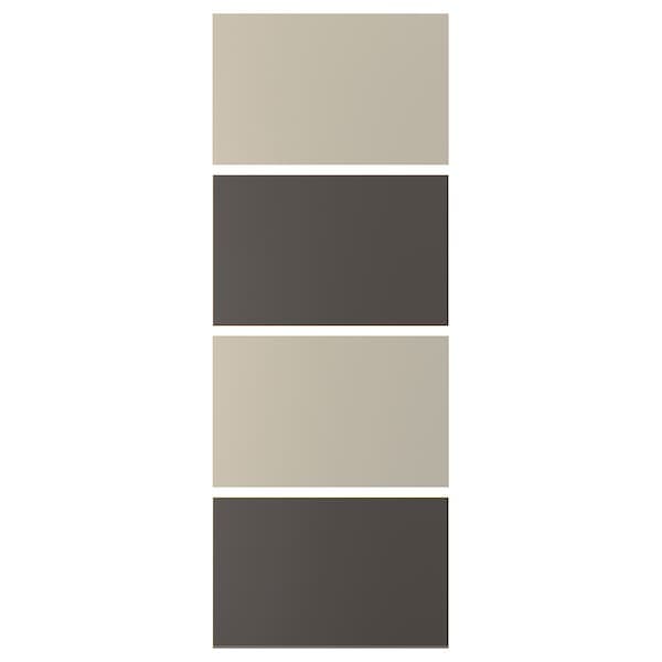 MEHAMN 4 panels for sliding door frame, dark grey/grey-beige, 75x201 cm