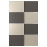 MEHAMN pair of sliding doors, aluminium double sided/dark grey grey-beige, 150x236 cm