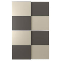 MEHAMN pair of sliding doors, aluminium double sided/dark grey grey-beige, 150x236 cm