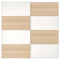 MEHAMN pair of sliding doors, double sided/white stained oak effect white, 200x201 cm