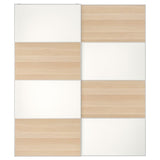 MEHAMN pair of sliding doors, double sided/white stained oak effect white, 200x236 cm