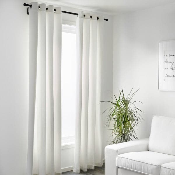 Ikea MERETE Semi-darkening curtains, 1 pair - white 145x300 cm , 145x300 cm