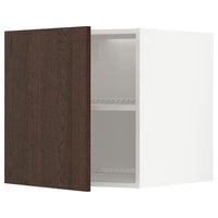 METOD top cabinet for fridge/freezer, white/Sinarp brown, 60x60 cm