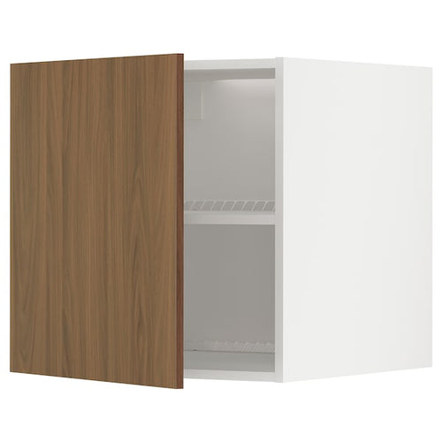 METOD - Top cabinet for fridge/freezer, white/Tistorp brown walnut effect, 60x60 cm