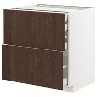 METOD / MAXIMERA base cb 2 frnts/2 low/1 md/1 hi drw, white/Sinarp brown, 80x60 cm