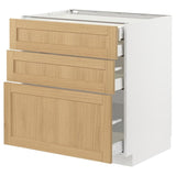 METOD / MAXIMERA base cb 3 frnts/2 low/1 md/1 hi drw, white/Forsbacka oak, 80x60 cm