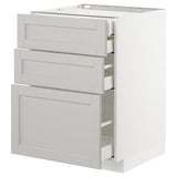 METOD / MAXIMERA base cb 3 frnts/2 low/1 md/1 hi drw, white/Lerhyttan light grey, 60x60 cm