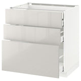 METOD / MAXIMERA base cb 3 frnts/2 low/1 md/1 hi drw, white/Ringhult light grey, 80x60 cm