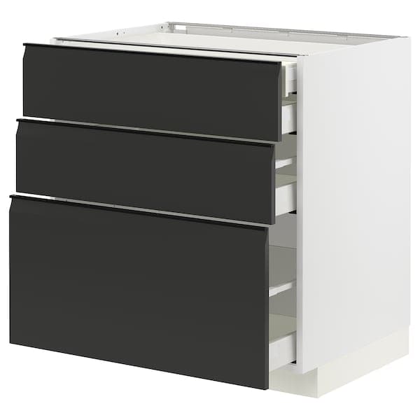 Ikea METOD / MAXIMERA - Base cb 3 frnts/2 low/1 md/1 hi drw, white/Upplöv matt anthracite, 80x60 cm