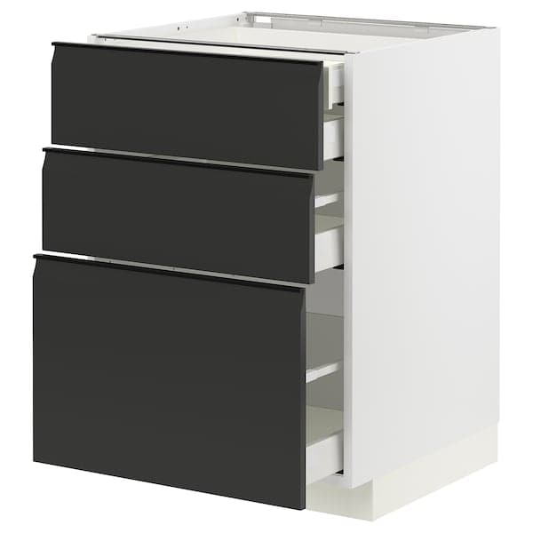 Ikea METOD / MAXIMERA - Base cb 3 frnts/2 low/1 md/1 hi drw, white/Upplöv matt anthracite, 60x60 cm