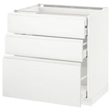 METOD / MAXIMERA base cb 3 frnts/2 low/1 md/1 hi drw, white/Voxtorp matt white, 80x60 cm