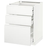 METOD / MAXIMERA base cb 3 frnts/2 low/1 md/1 hi drw, white/Voxtorp matt white, 60x60 cm