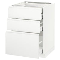 METOD / MAXIMERA base cb 3 frnts/2 low/1 md/1 hi drw, white/Voxtorp matt white, 60x60 cm