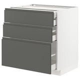METOD / MAXIMERA base cb 3 frnts/2 low/1 md/1 hi drw, white/Voxtorp dark grey, 80x60 cm