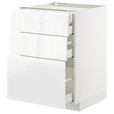 METOD / MAXIMERA base cb 3 frnts/2 low/1 md/1 hi drw, white/Voxtorp high-gloss/white, 60x60 cm