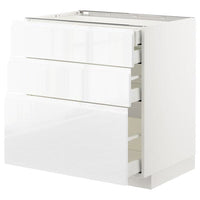 METOD / MAXIMERA base cb 3 frnts/2 low/1 md/1 hi drw, white/Voxtorp high-gloss/white, 80x60 cm