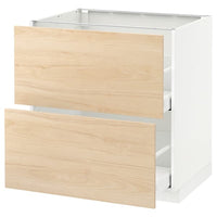 METOD / MAXIMERA base cb 2 fronts/2 high drawers, white/Askersund light ash effect, 80x60 cm