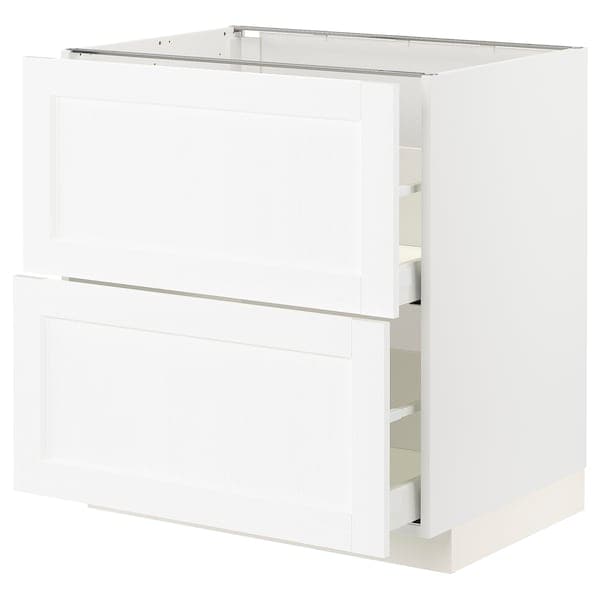 Ikea METOD / MAXIMERA - Base cb 2 fronts/2 high drawers, white Enköping/white wood effect, 80x60 cm