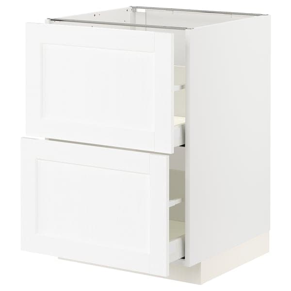 Ikea METOD / MAXIMERA - Base cb 2 fronts/2 high drawers, white Enköping/white wood effect, 60x60 cm
