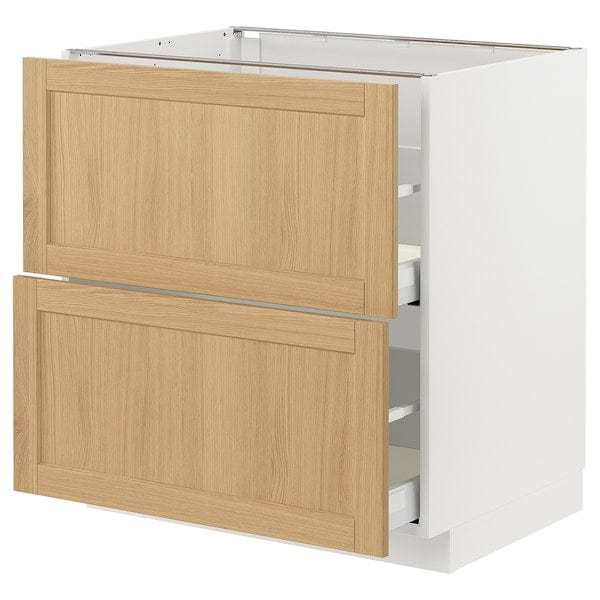 Ikea METOD / MAXIMERA - Base cb 2 fronts/2 high drawers, white/Forsbacka oak, 80x60 cm