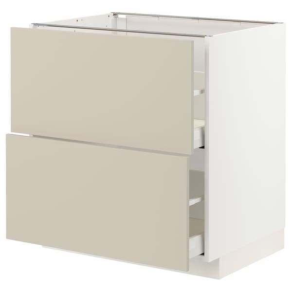 Ikea METOD / MAXIMERA - Base cb 2 fronts/2 high drawers, white/Havstorp beige , 80x60 cm