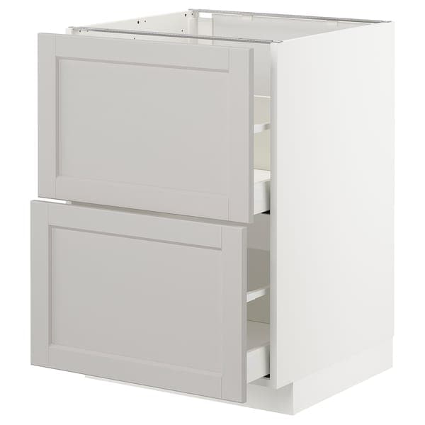 Ikea METOD / MAXIMERA - Base cb 2 fronts/2 high drawers, white/Lerhyttan light grey, 60x60 cm