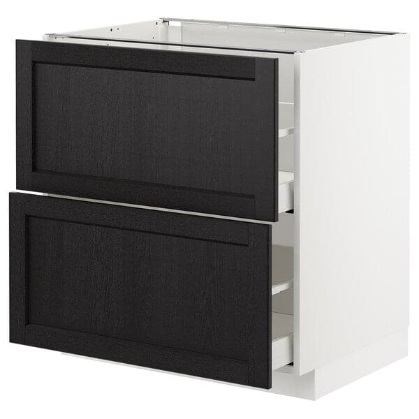 Ikea METOD / MAXIMERA - Base cb 2 fronts/2 high drawers, white/Lerhyttan black stained, 80x60 cm