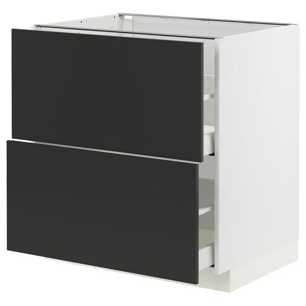 Ikea METOD / MAXIMERA - Base cb 2 fronts/2 high drawers, white/Nickebo matt anthracite, 80x60 cm