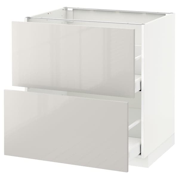 METOD / MAXIMERA - Base cb 2 fronts/2 high drawers, white/Ringhult light grey, 80x60 cm - best price from Maltashopper.com 79168398
