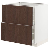 METOD / MAXIMERA base cb 2 fronts/2 high drawers, white/Sinarp brown, 80x60 cm