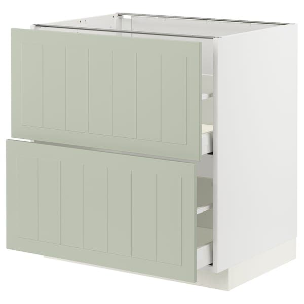 Ikea METOD / MAXIMERA - Base cb 2 fronts/2 high drawers, white/Stensund light green, 80x60 cm