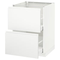 METOD / MAXIMERA base cb 2 fronts/2 high drawers, white/Voxtorp matt white, 60x60 cm