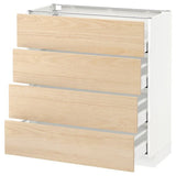 METOD / MAXIMERA base cab 4 frnts/4 drawers, white/Askersund light ash effect, 80x37 cm