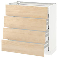 METOD / MAXIMERA base cab 4 frnts/4 drawers, white/Askersund light ash effect, 80x37 cm