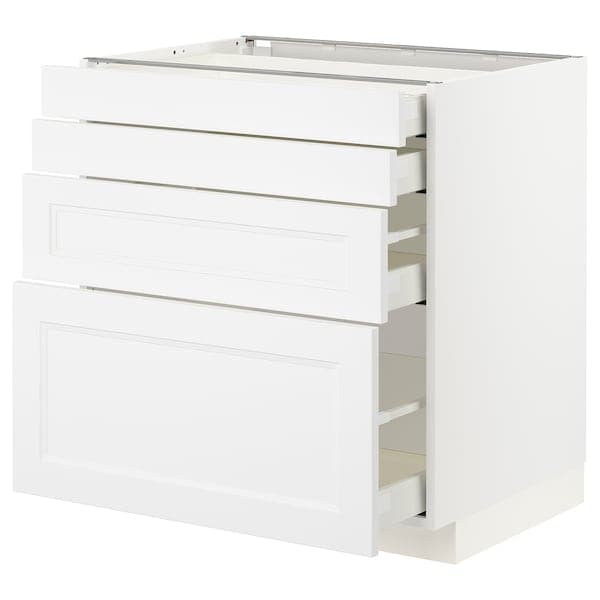METOD / MAXIMERA - Base cab 4 frnts/4 drawers, white/Axstad matt white, 80x60 cm - best price from Maltashopper.com 69331795