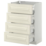 METOD / MAXIMERA base cab 4 frnts/4 drawers, white/Bodbyn off-white, 60x37 cm