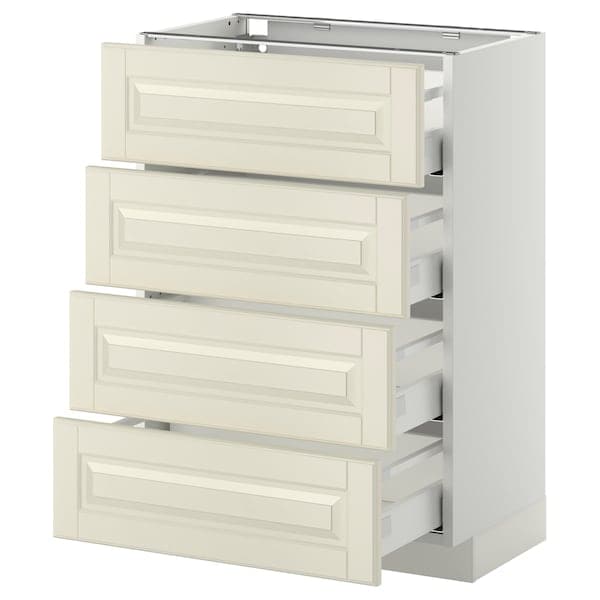 METOD / MAXIMERA - Base cab 4 frnts/4 drawers, white/Bodbyn off-white, 60x37 cm - best price from Maltashopper.com 09109878