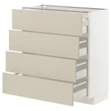 METOD / MAXIMERA base cab 4 frnts/4 drawers, white/Havstorp beige, 80x37 cm