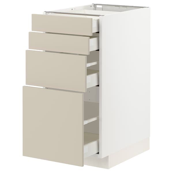 METOD / MAXIMERA - Base cab 4 frnts/4 drawers, white/Havstorp beige, 40x60  cm