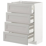 METOD / MAXIMERA base cab 4 frnts/4 drawers, white/Lerhyttan light grey, 60x37 cm