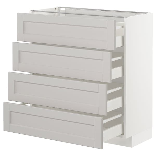 Ikea METOD / MAXIMERA - Base cab 4 frnts/4 drawers, white/Lerhyttan light grey, 80x37 cm