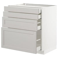 METOD / MAXIMERA base cab 4 frnts/4 drawers, white/Lerhyttan light grey, 80x60 cm